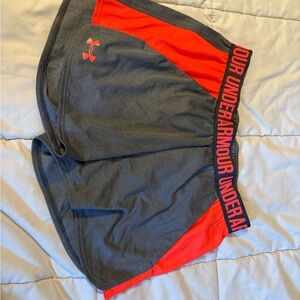Under Armour Gray and Red Athletic Shorts
